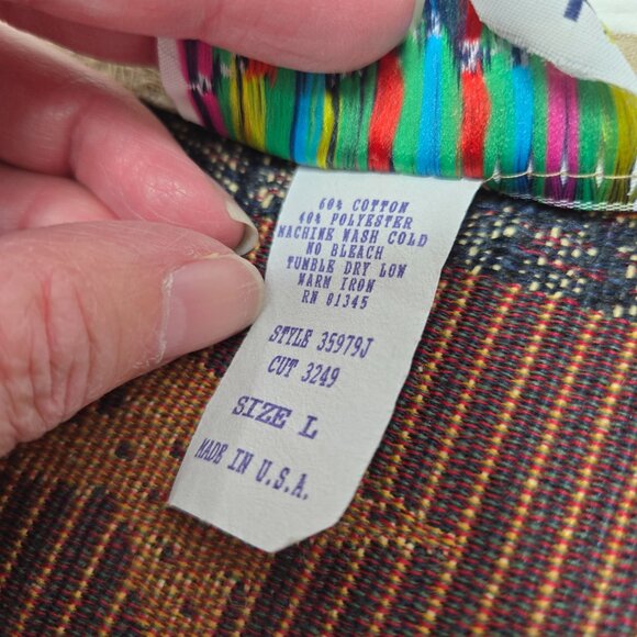 Vintage On The Verge Tapestry Vest Angels & Stars Print Christmas Women's Lg USA - Picture 4 of 7